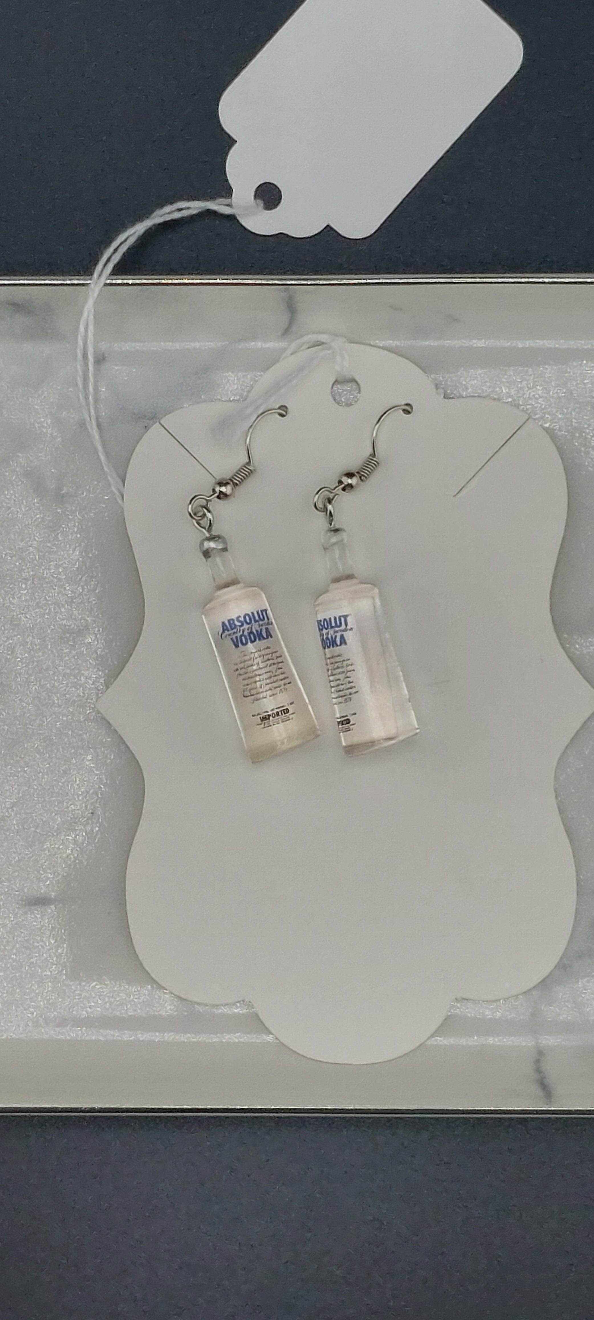 Absolut Vodka earrings - alcohol-themed jewelry by Jade Couture