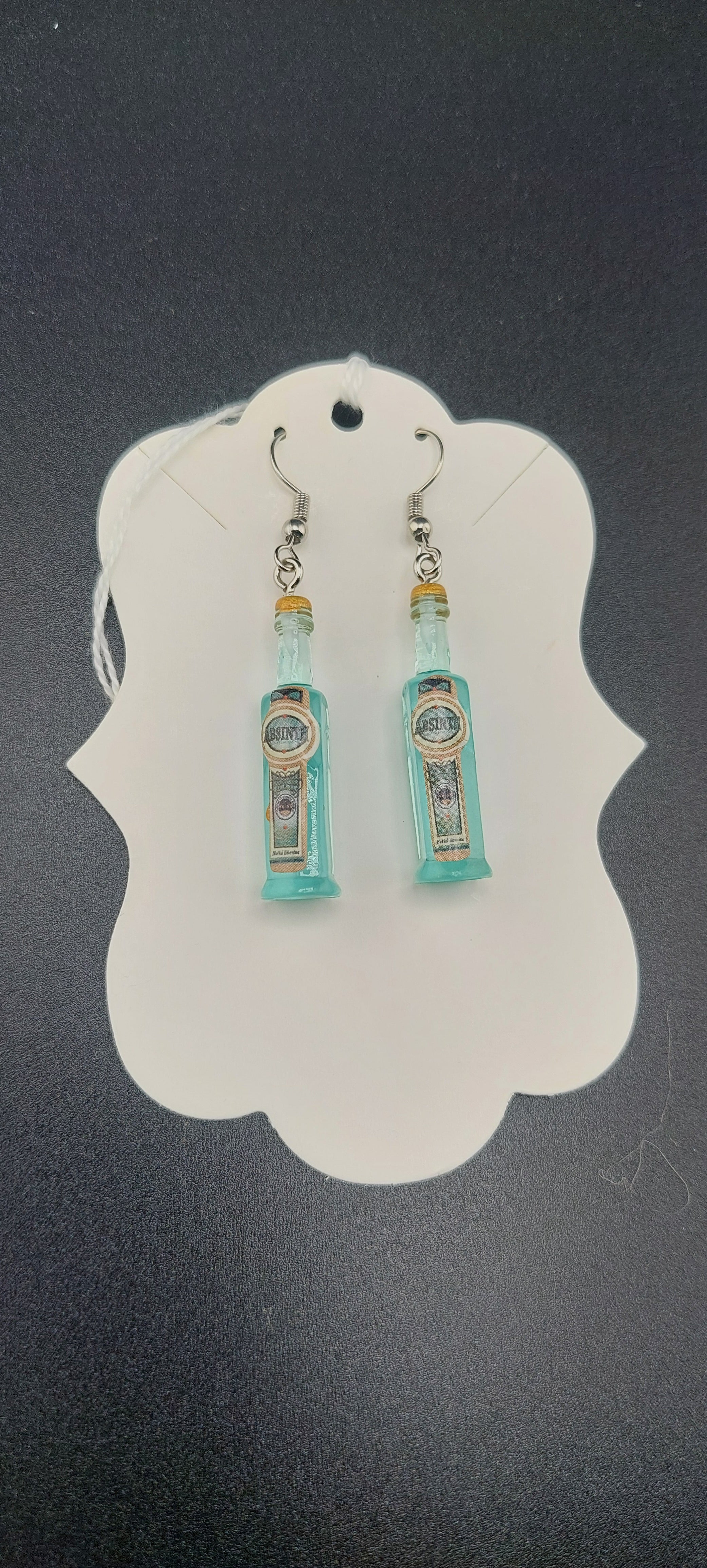 Absinthe earrings - alcohol-themed jewelry by Jade Couture