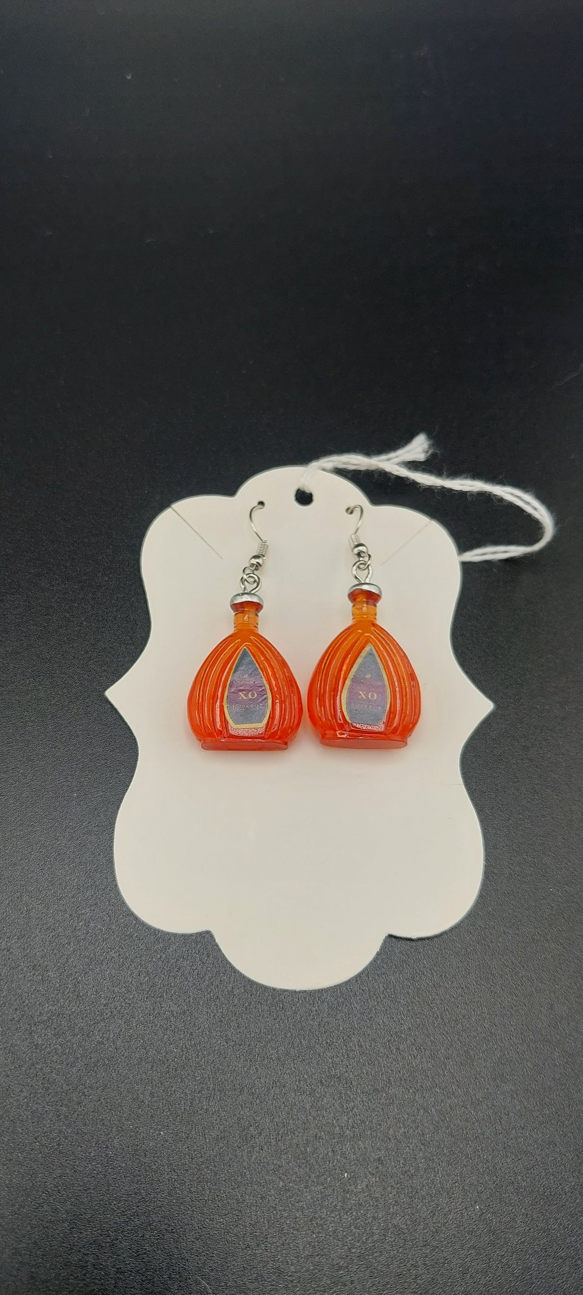 Hypoallergenic Crown Royal whiskey themed earrings - lightweight quality jewelry