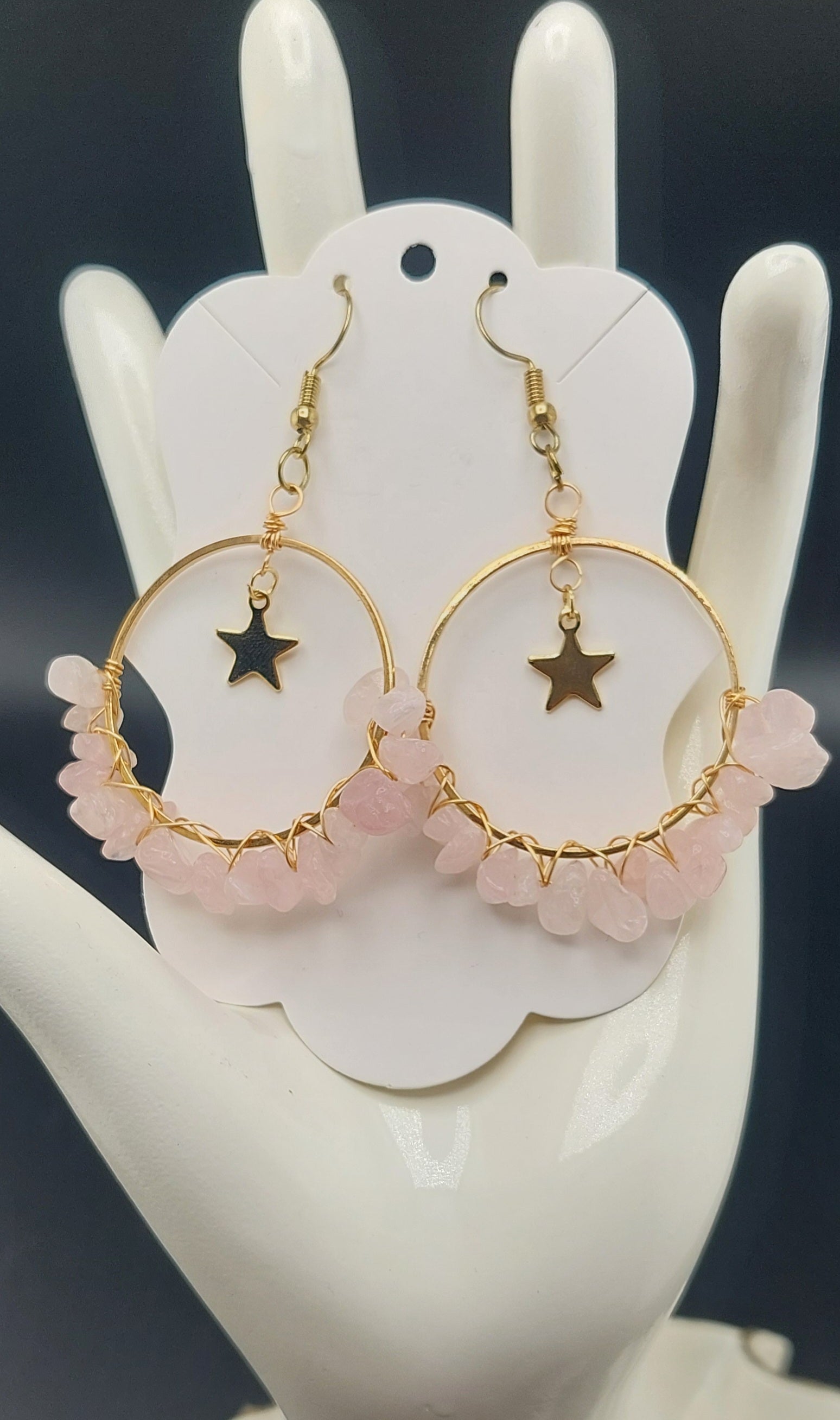 Healing stone hoop earrings - wire wrapped gemstone jewelry by Jade Couture