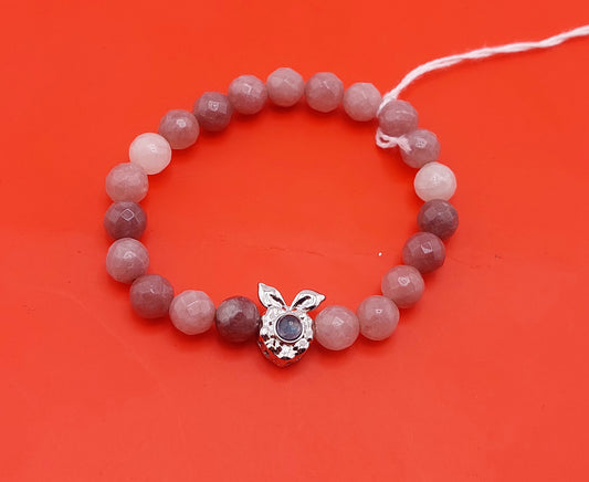 Lepidolite Bunny Bracelet | Gemstone Crystal - lunar Jade
