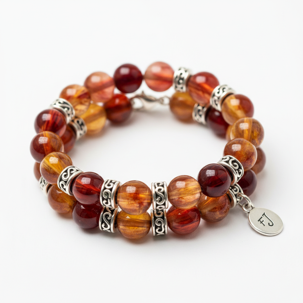 Fire Quartz Bracelet with Silver Accents