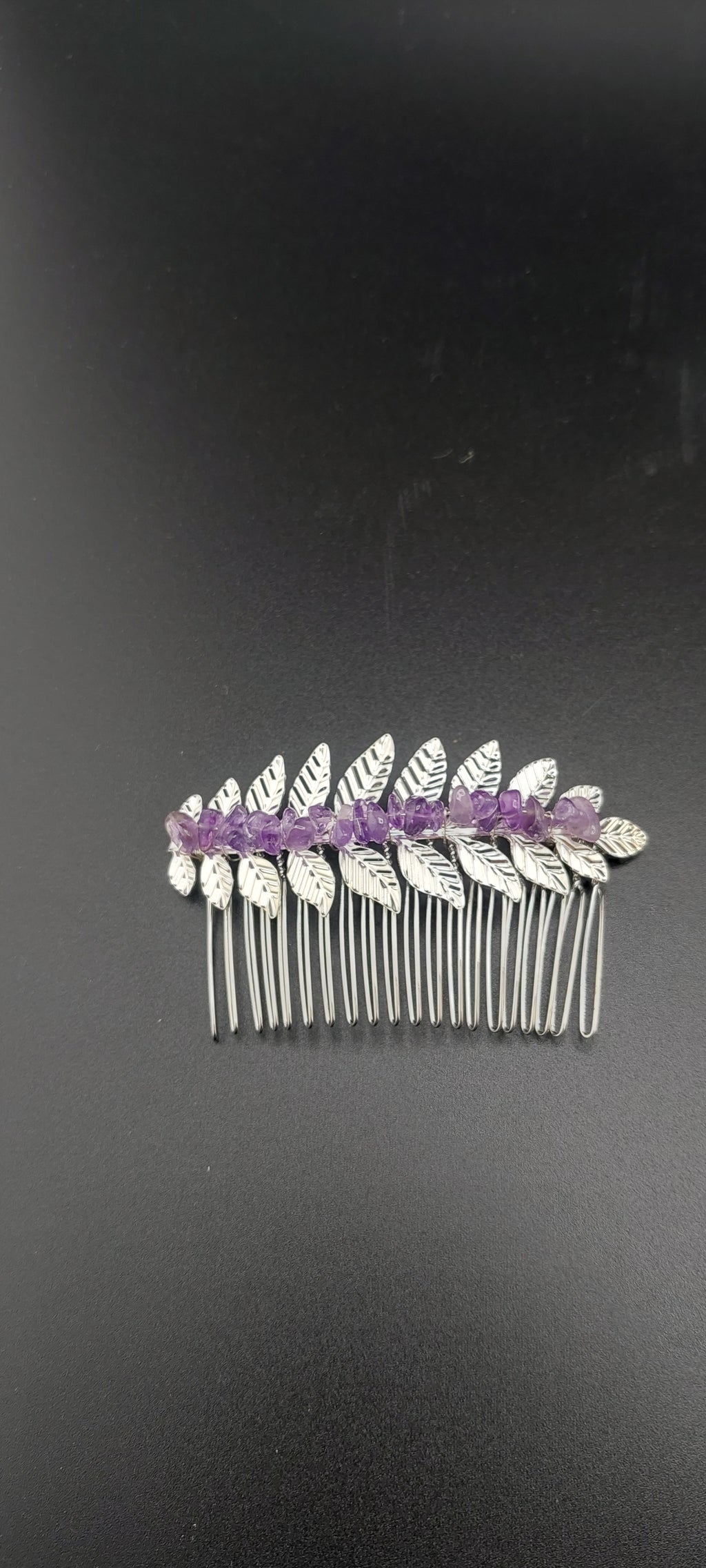 Silver leaf hair clips - decorative hair accessories by Jade Couture