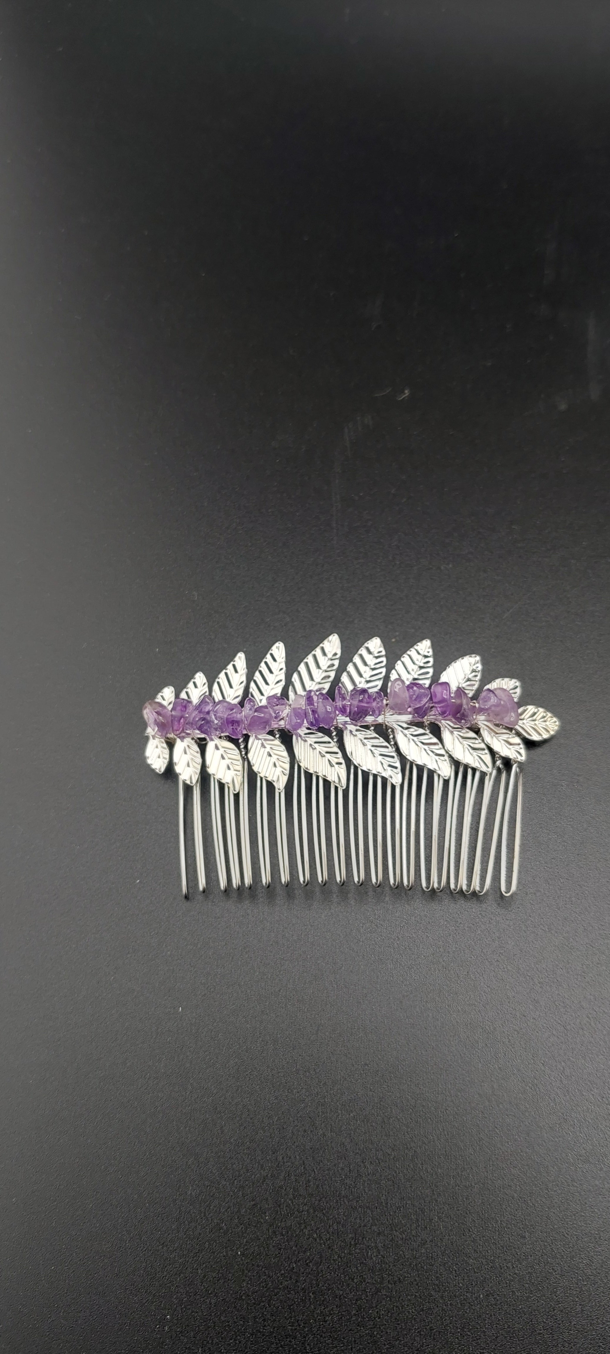 Silver leaf hair clips - decorative hair accessories by Jade Couture