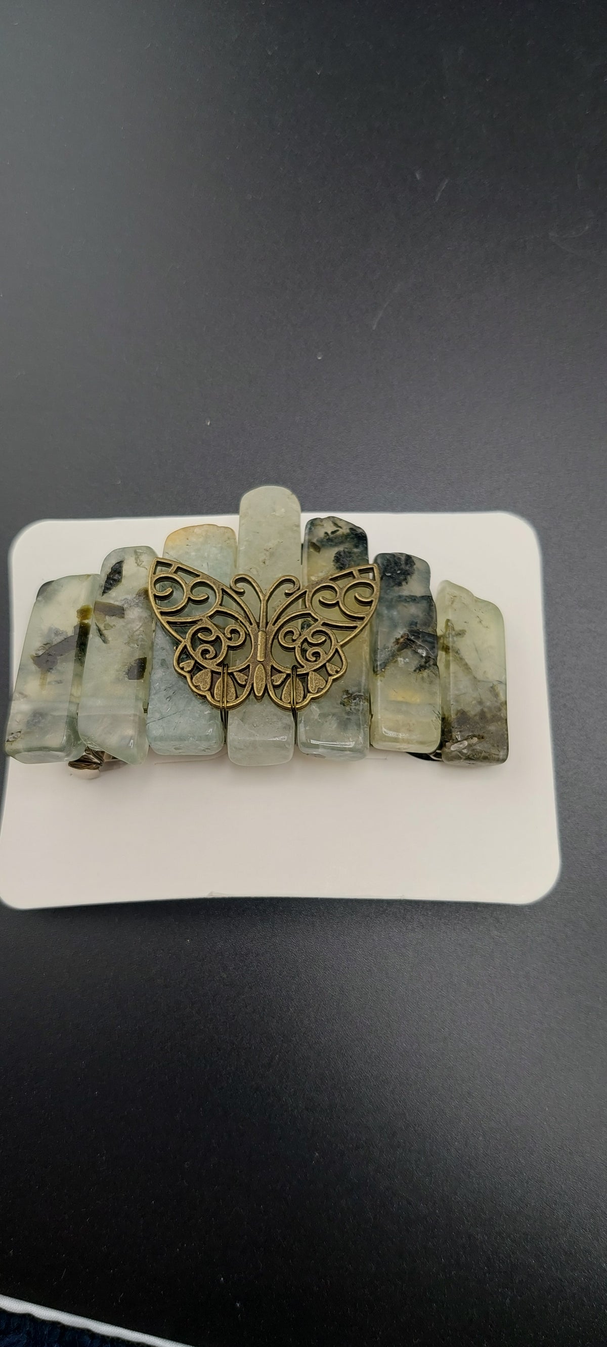 Butterfly stone hair clips with healing crystal accents