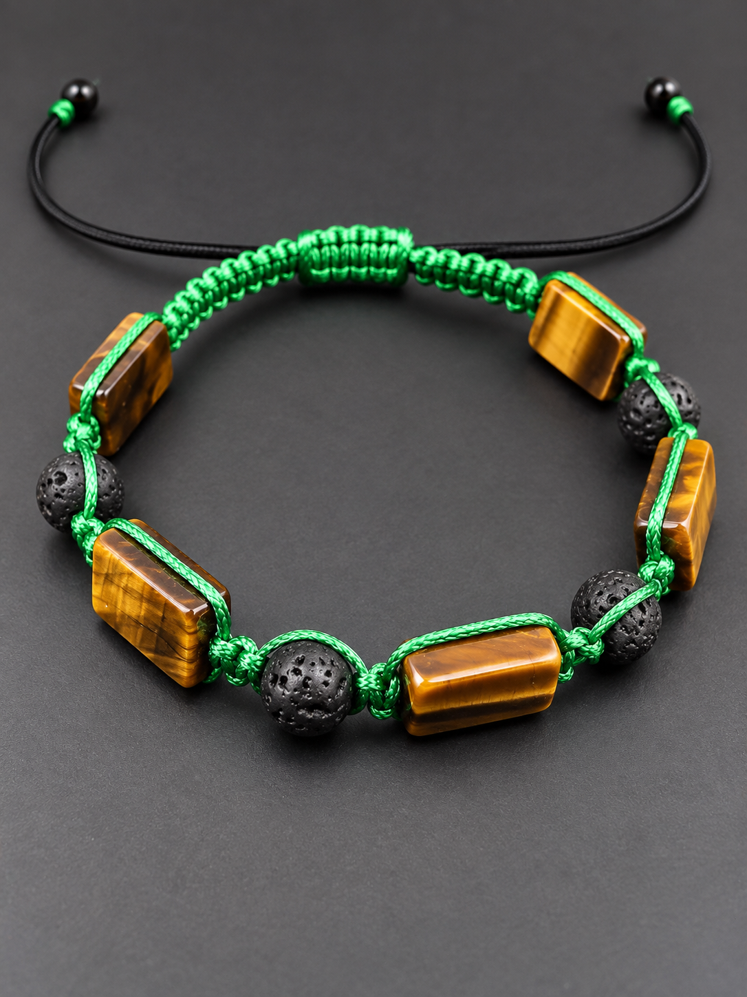 Men's Macrame Tigers Eye Bracelet | Gemstone Crystal - Lunar Jade