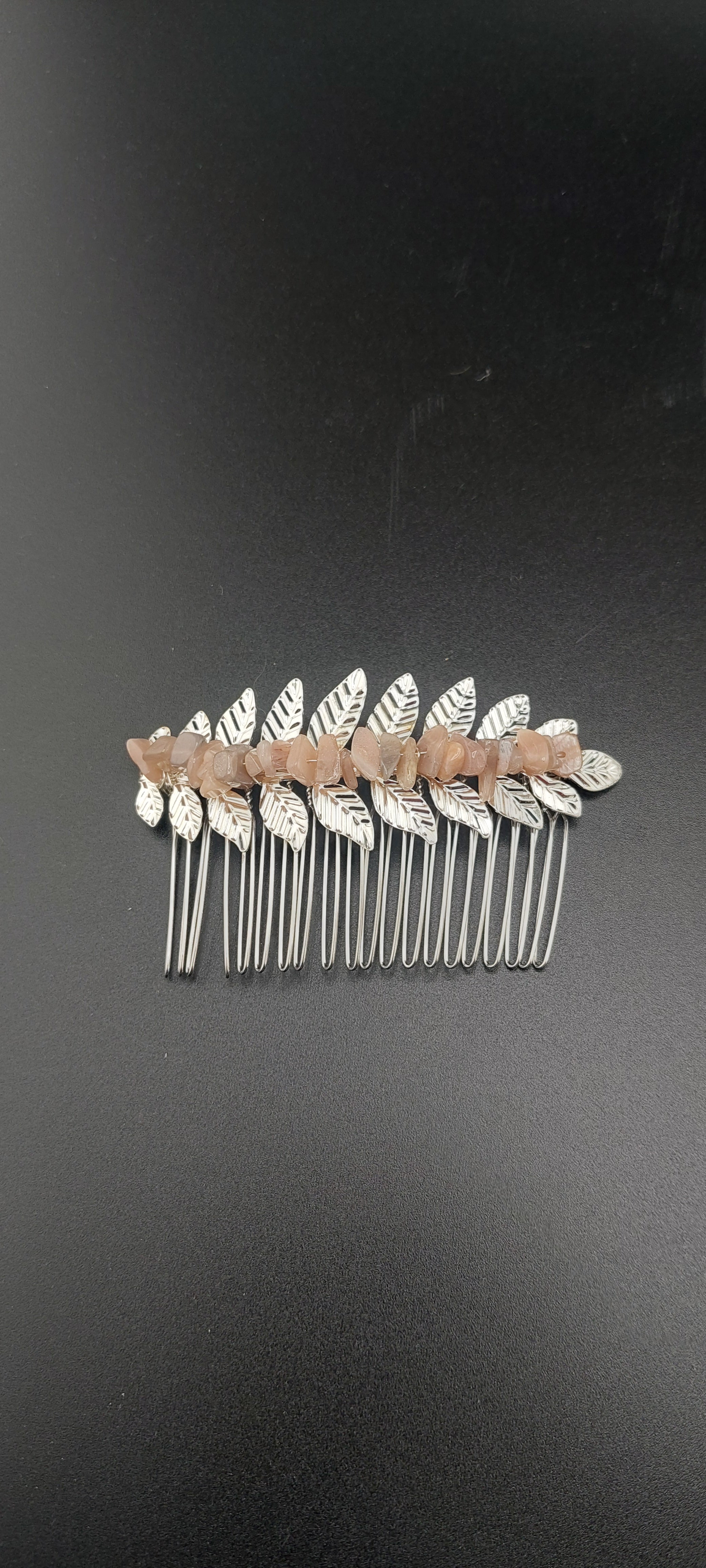 Silver leaf hair clips - decorative hair accessories by Jade Couture
