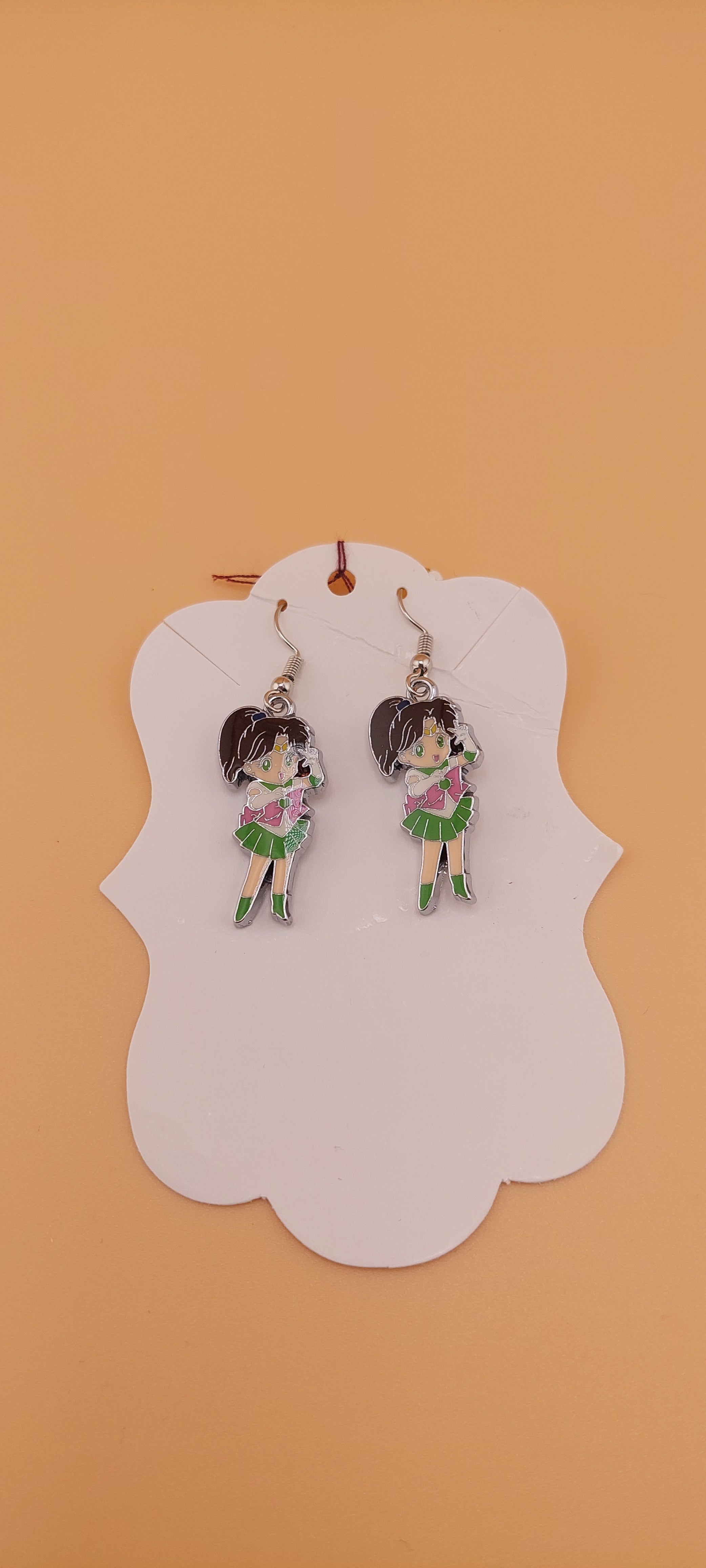 Sailor Moon earrings detail - hypoallergenic sensitive ears