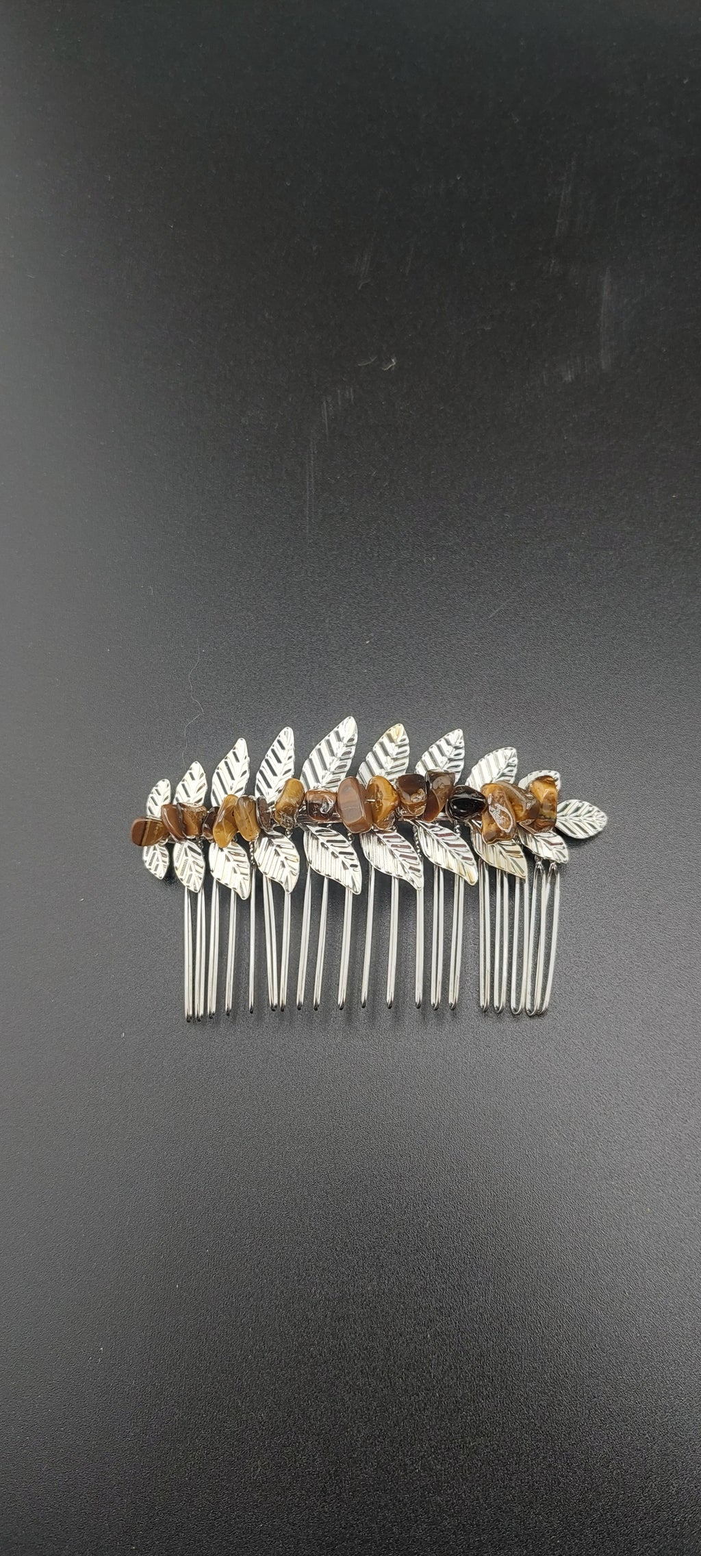 Silver leaf hair clips - decorative hair accessories by Jade Couture