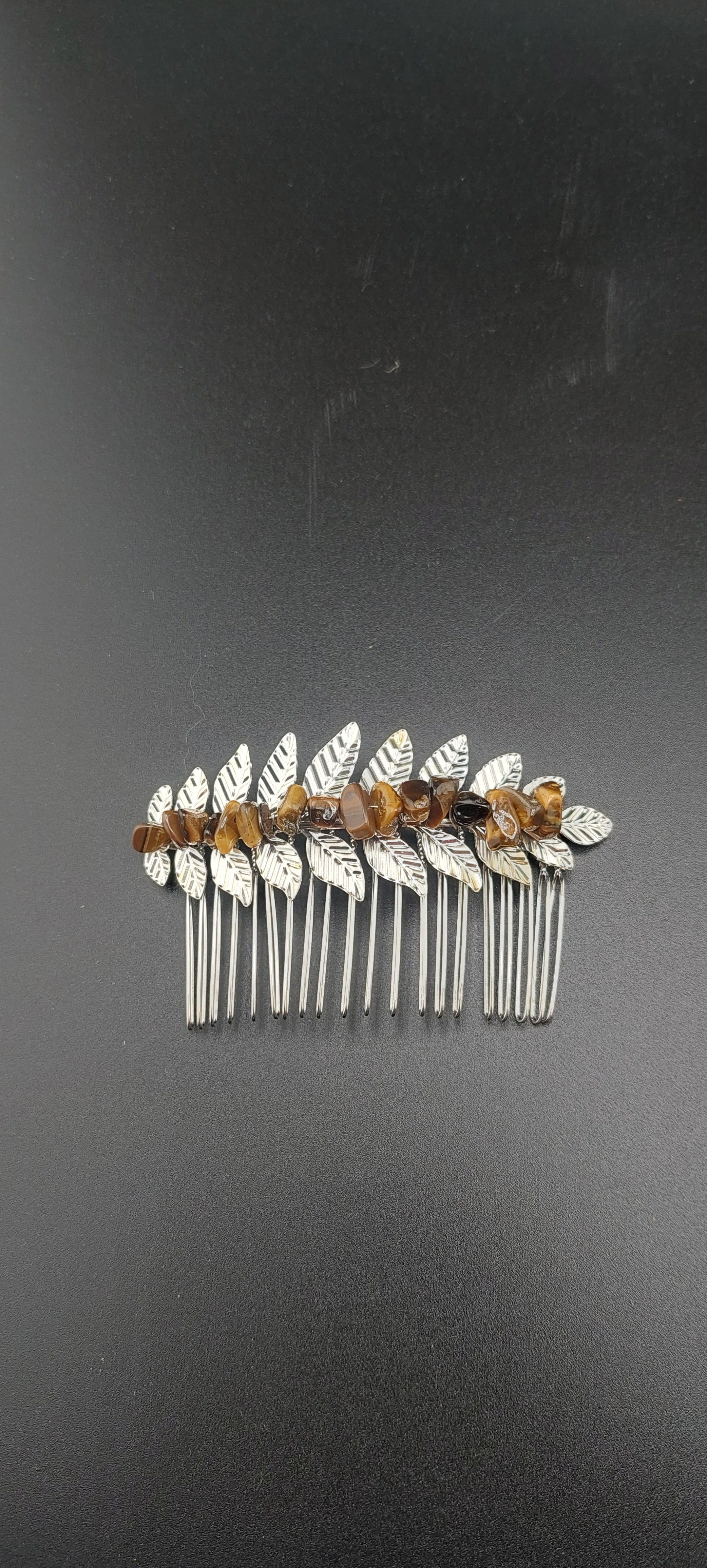 Silver leaf hair clips - decorative hair accessories by Jade Couture