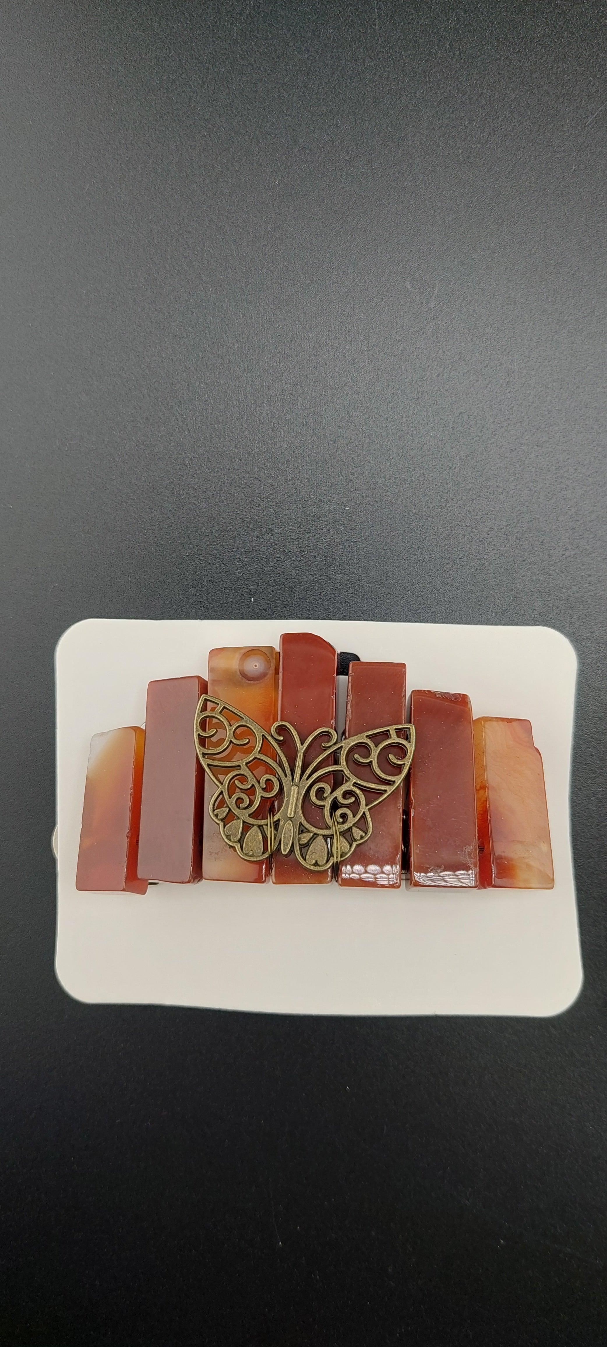 Butterfly stone hair clips with healing crystal accents